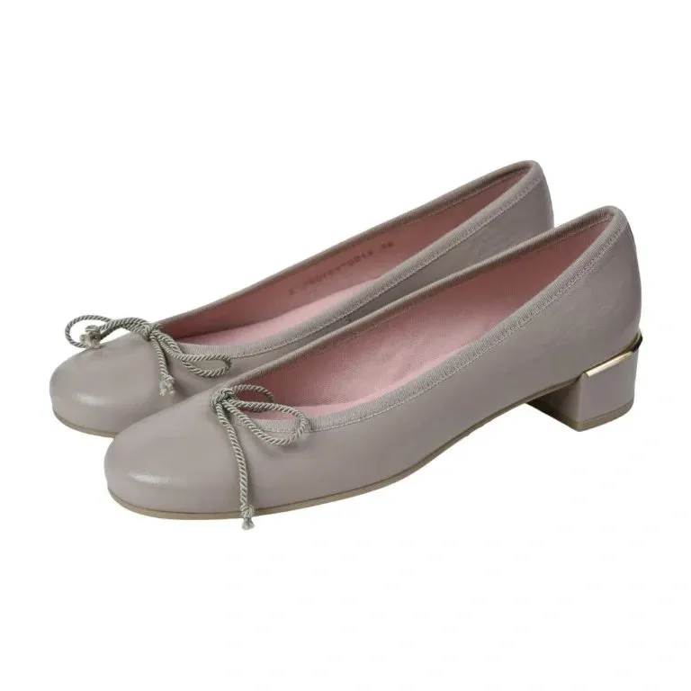 45553 - Taupe Soft Leather Heel for Teen/Women by Pretty Ballerinas