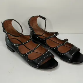 Black Leather Studded Sandals - 10.5