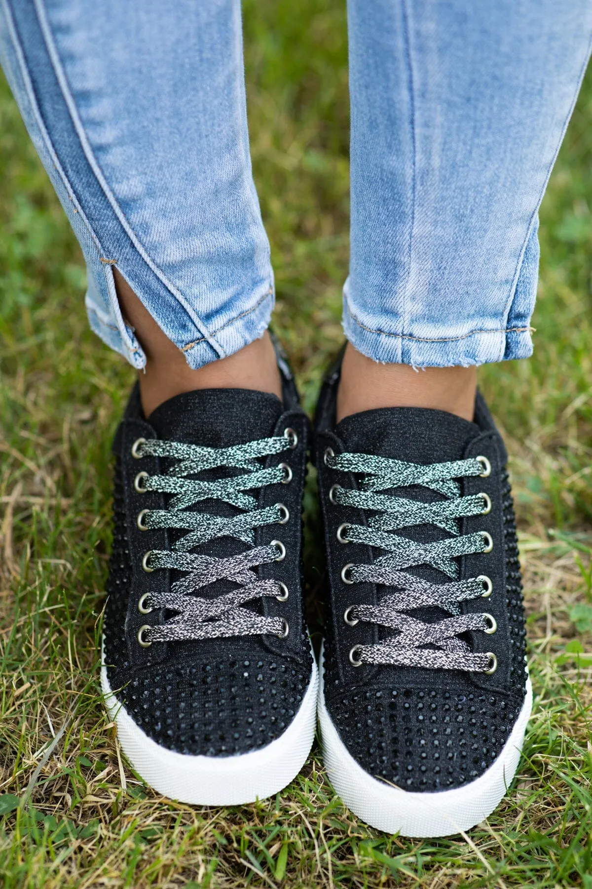 Black Studded Platform Sneakers