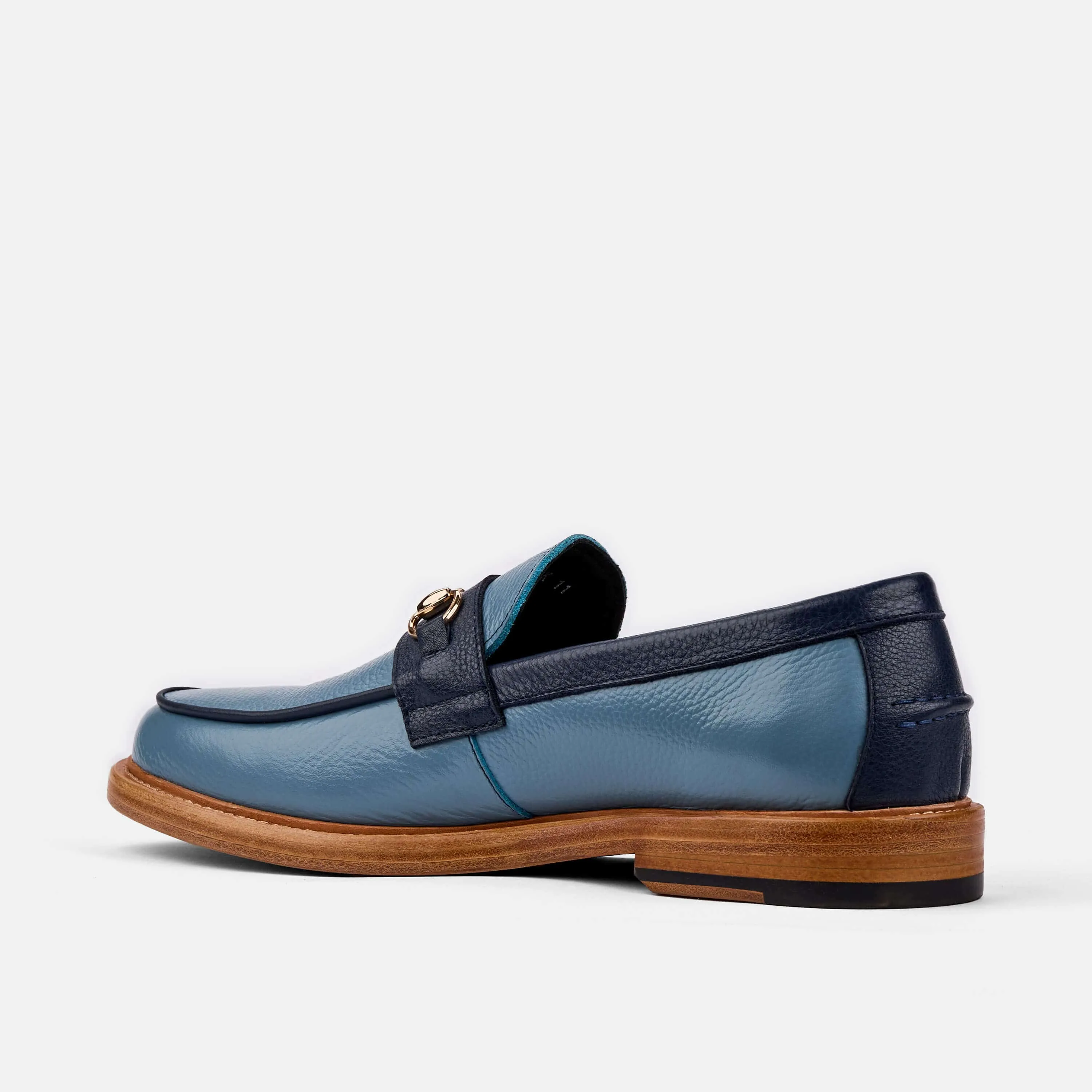 Boardwalk Blue Leather Horse-Bit Loafers