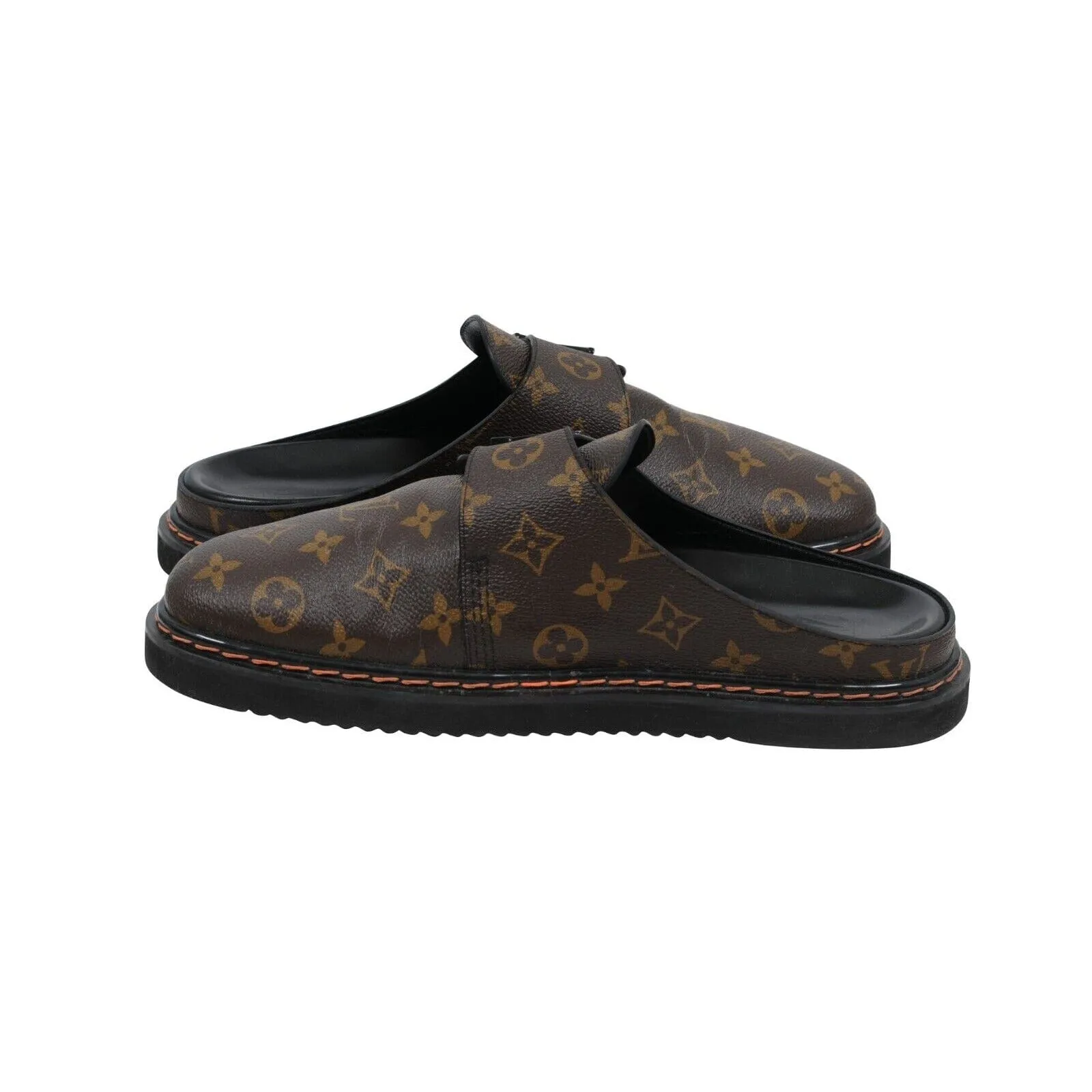 Brown Tan Logo Monogram Canvas LV Easy Mule Slippers