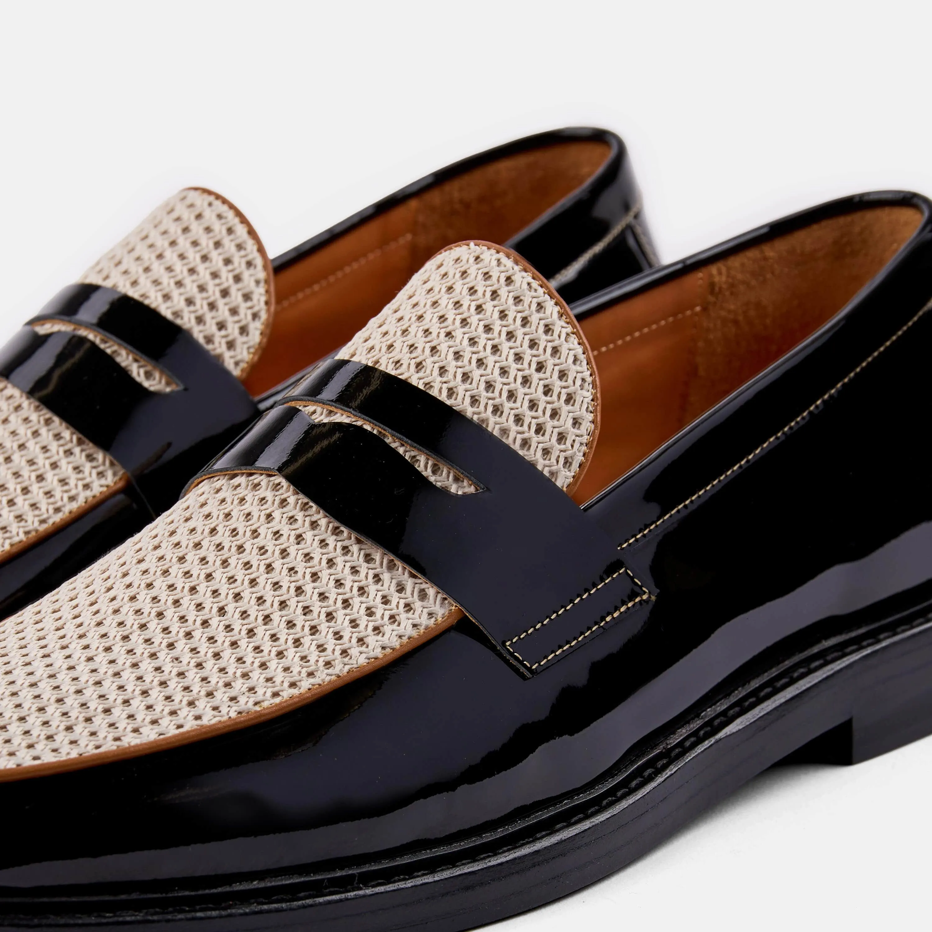 Calum Black/White Leather Penny Loafers