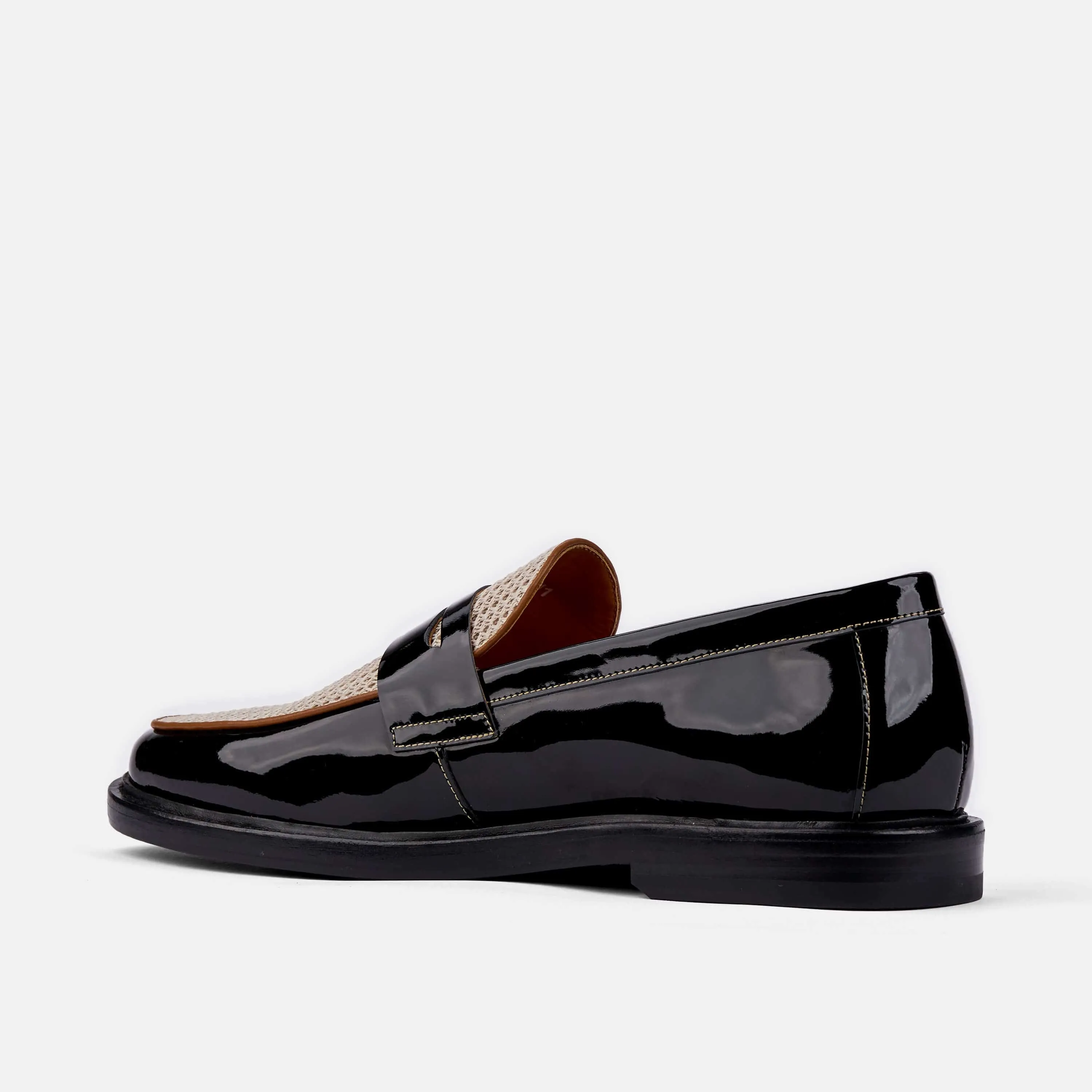 Calum Black/White Leather Penny Loafers