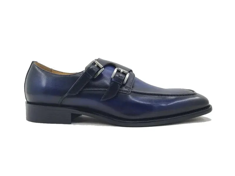 Carrucci Black Men's Double Monk straps Leather Shoe KS509-05