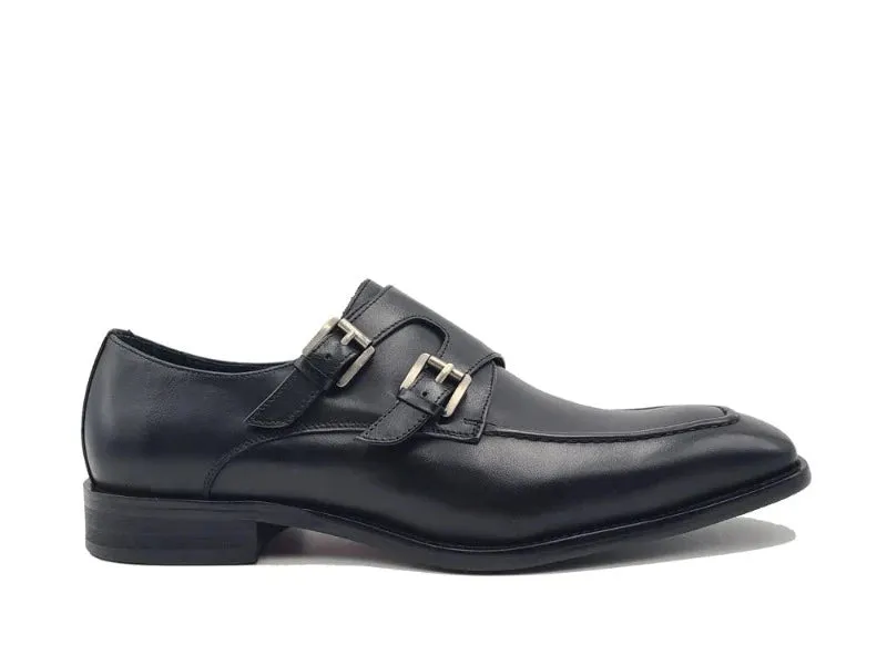 Carrucci Black Men's Double Monk straps Leather Shoe KS509-05