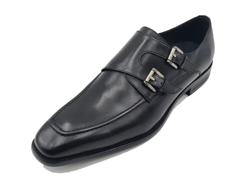 Carrucci Black Men's Double Monk straps Leather Shoe KS509-05