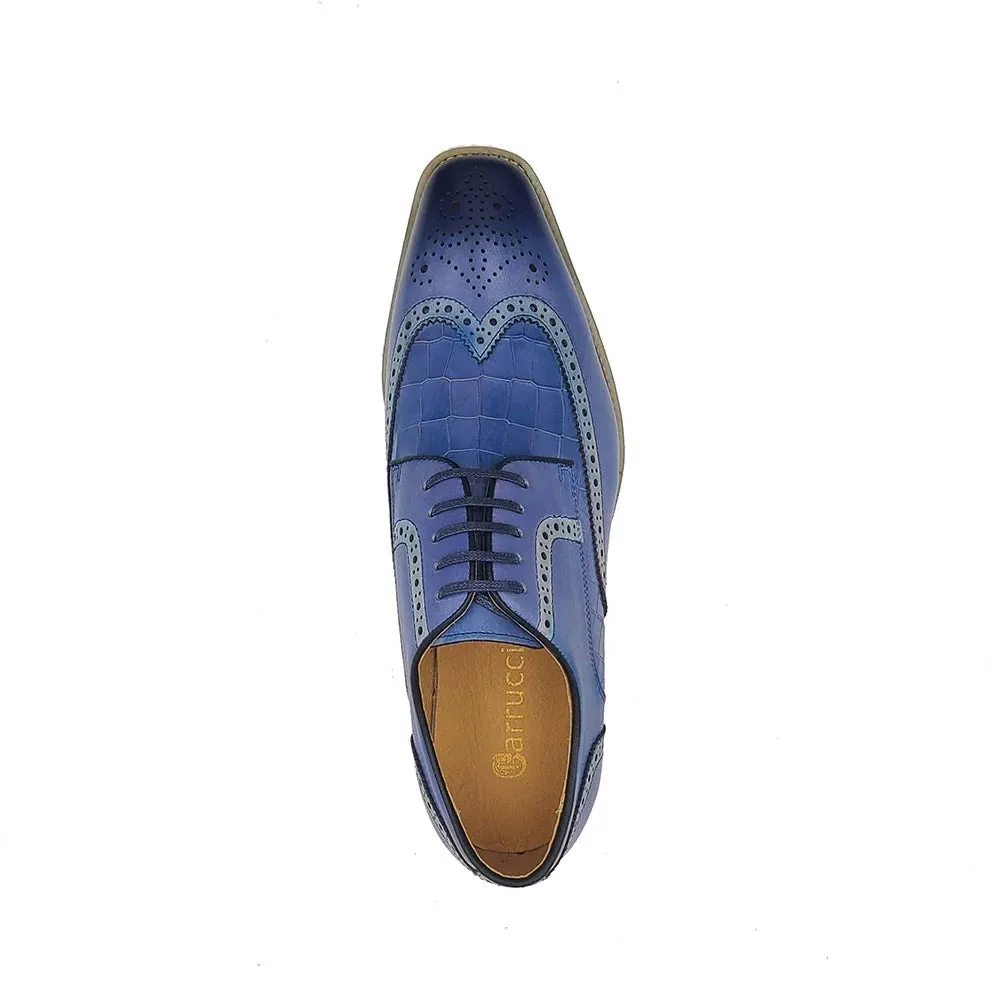 Carrucci Blue Lace-Up shoes wingtip oxford Genuine Leather Loafers KS515-35