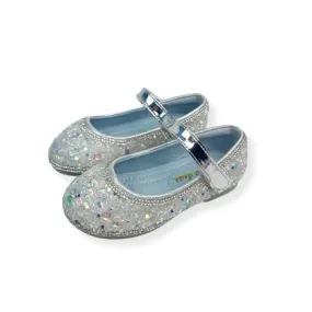 Clear Stone Flat Shoes in Blue