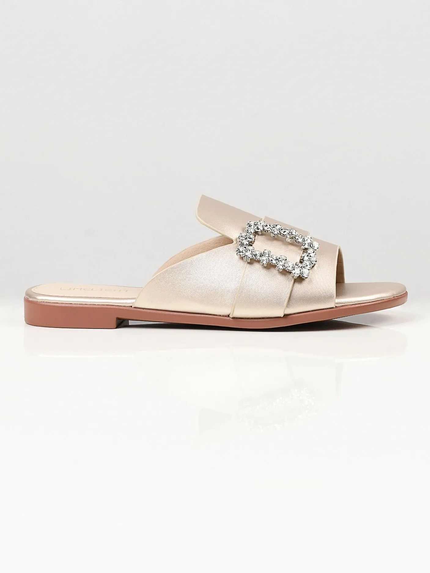 Crystal Buckle Flats - Gold