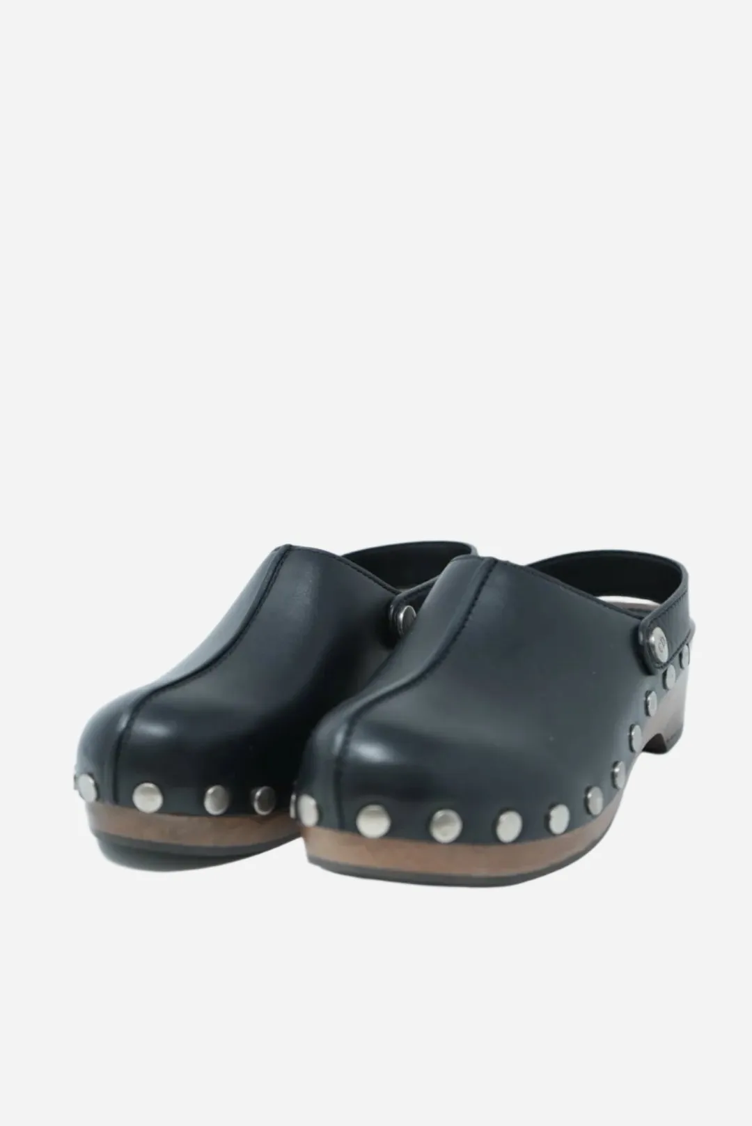 Dior Black Leather Studded Mules Clogs NW Size 38.5