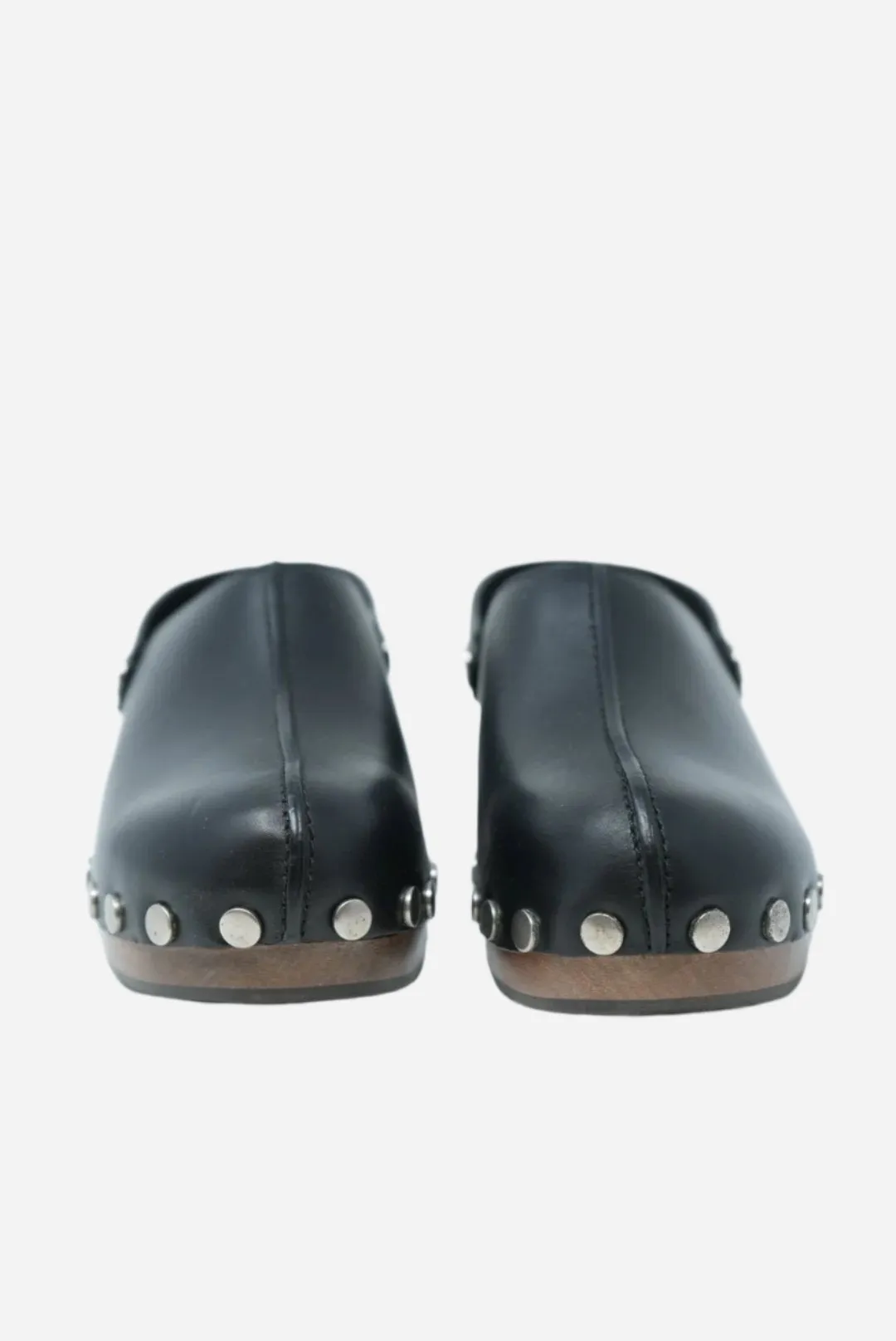 Dior Black Leather Studded Mules Clogs NW Size 38.5