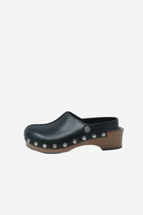 Dior Black Leather Studded Mules Clogs NW Size 38.5