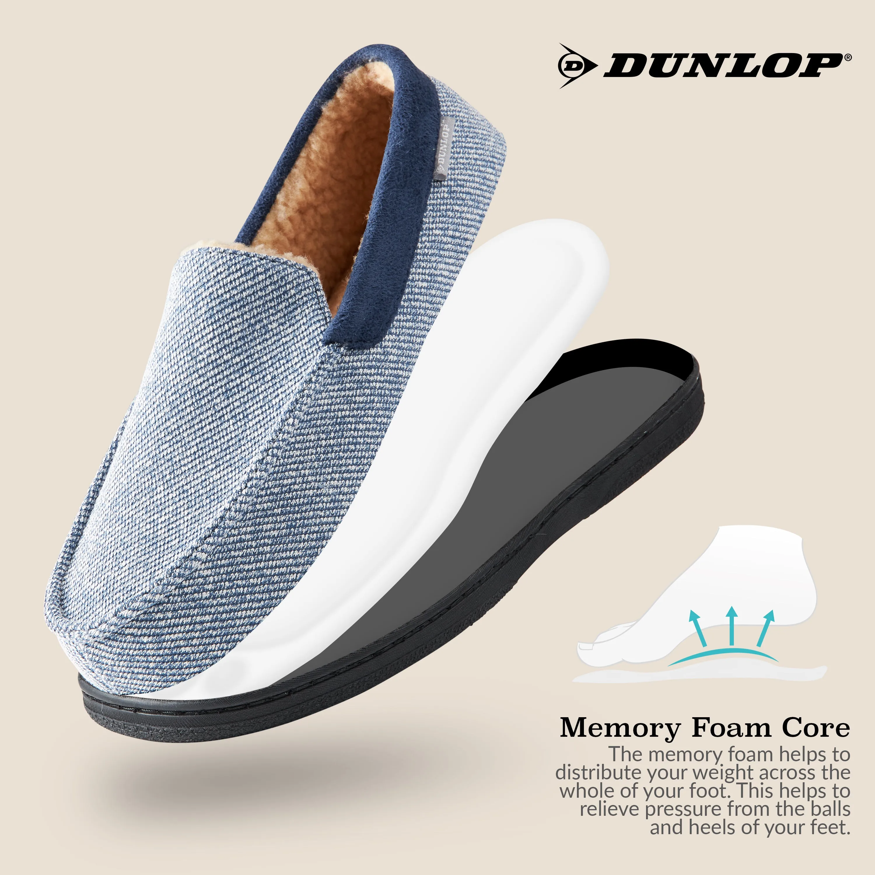 Dunlop Moccasins Slippers for Men With Rubber Sole