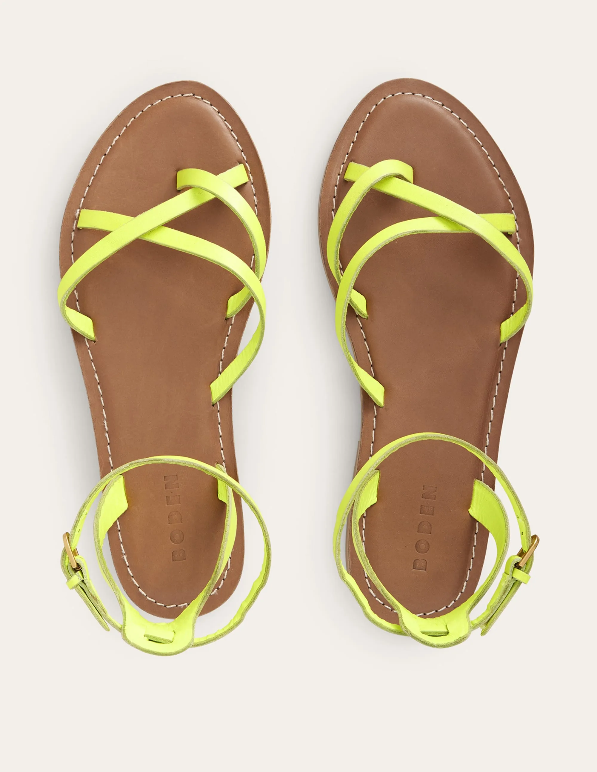 Easy Flat Sandals-Citrus Box Leather