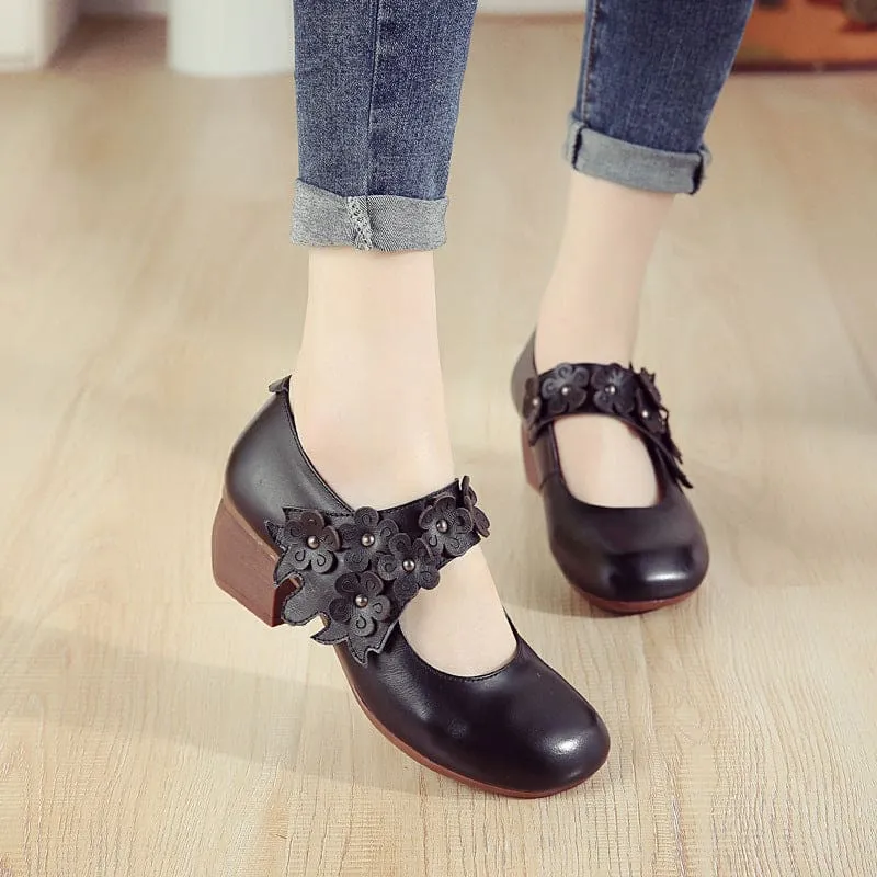 Elegant Genuine Leather Original Hollow Cowhide Flower Women Fashion Shoes