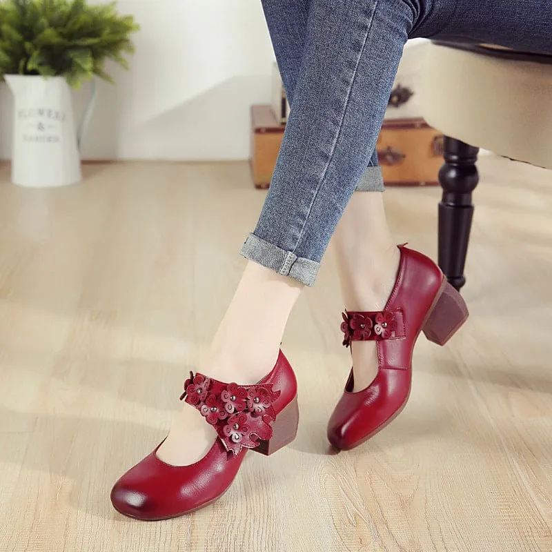 Elegant Genuine Leather Original Hollow Cowhide Flower Women Fashion Shoes