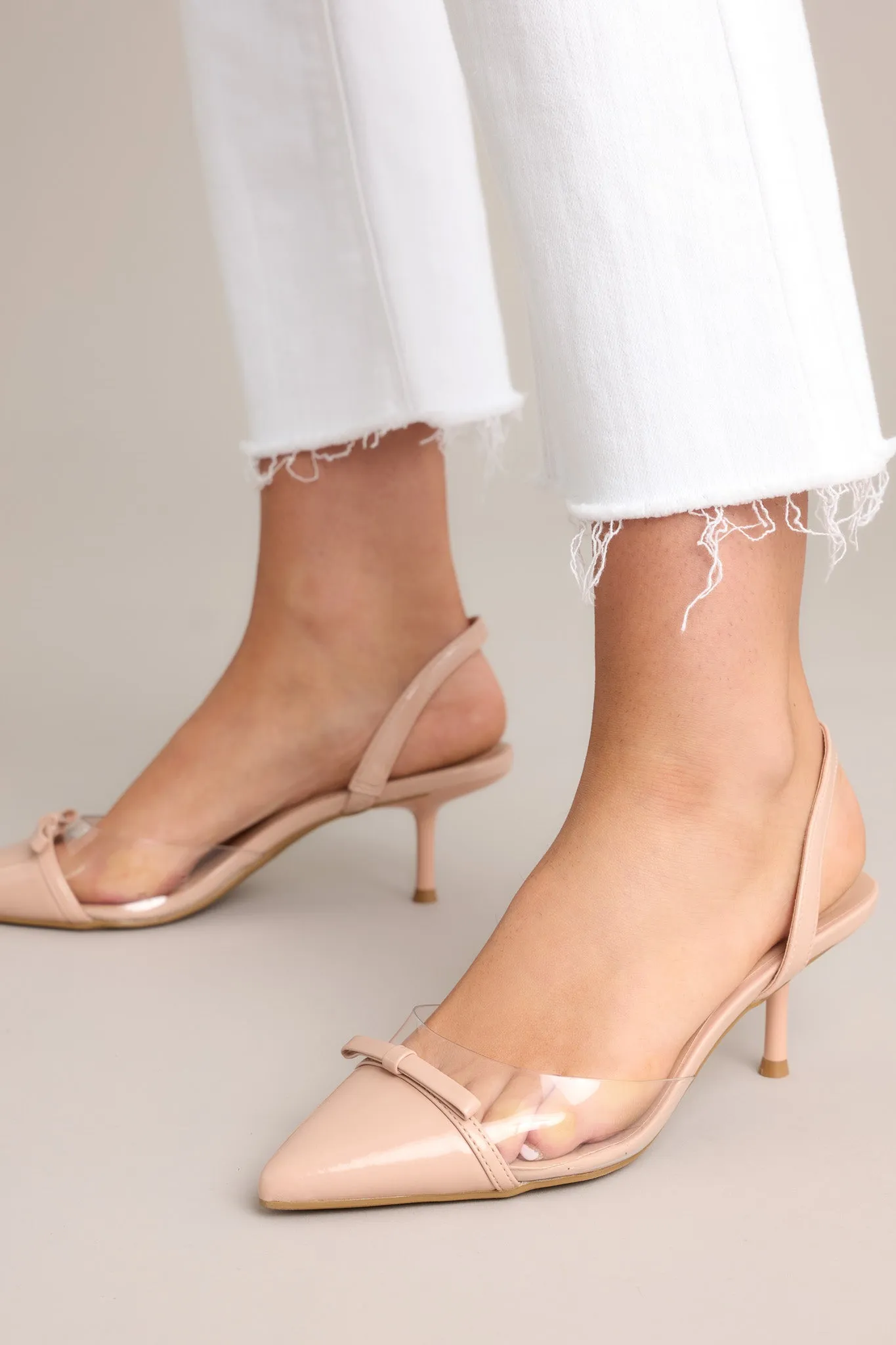 Elegant Lift Beige Slingback Kitten Heels