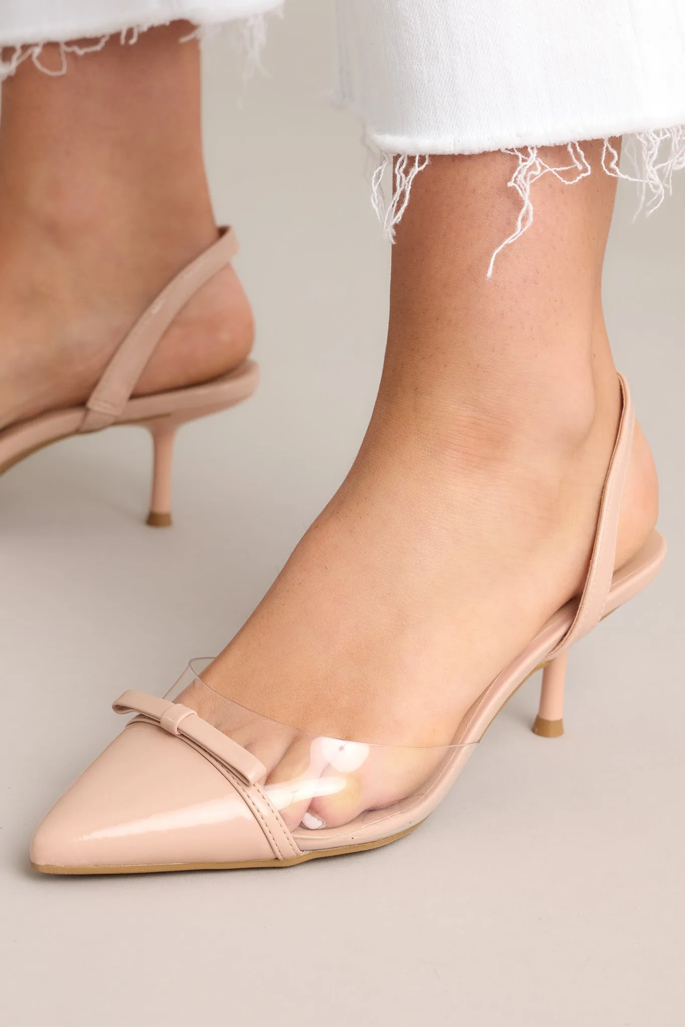 Elegant Lift Beige Slingback Kitten Heels