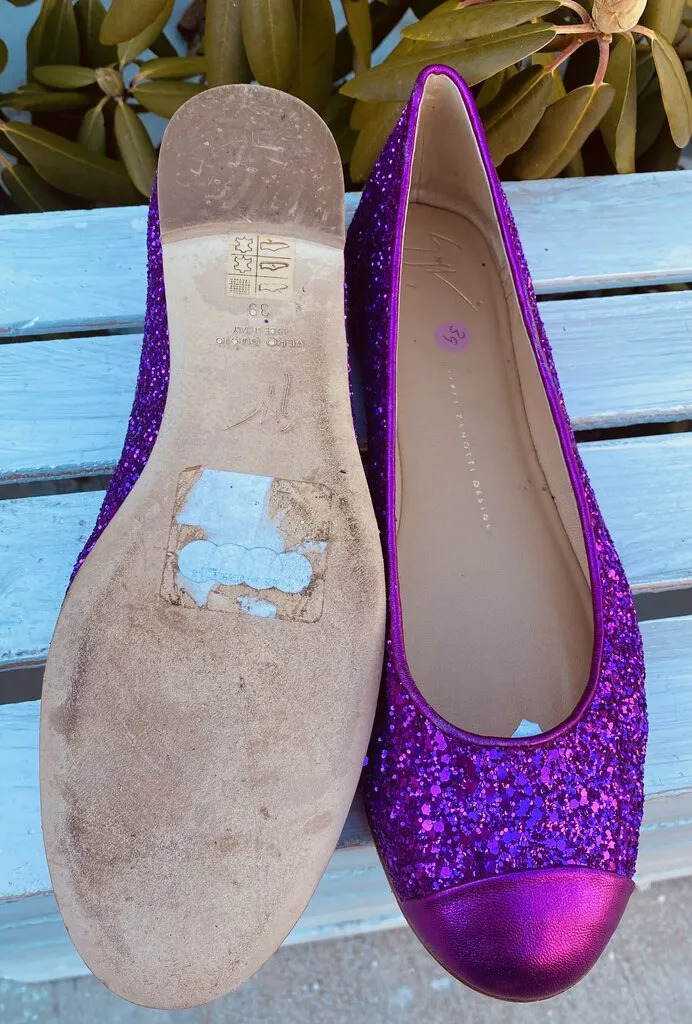 Giuseppe Zanotti Glitter Pink Ballet Flats - Size 39