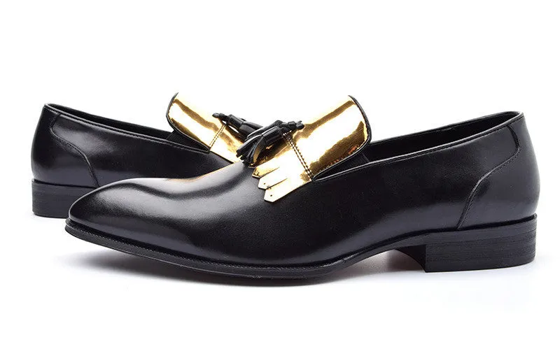 Gold Patch Tassell Men Loafers Shoes