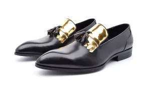 Gold Patch Tassell Men Loafers Shoes