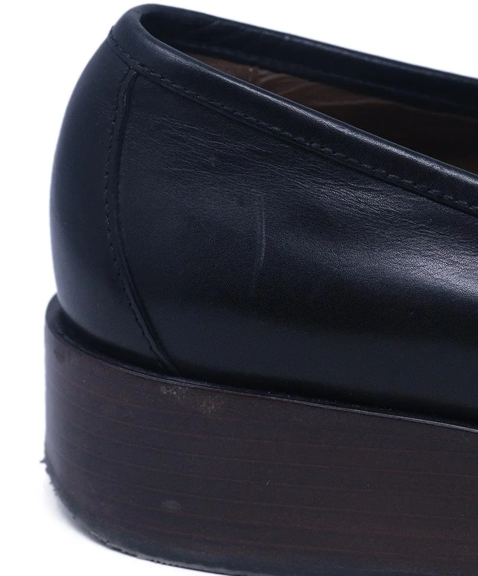 Gucci Black Leather Platform Loafers sz 8