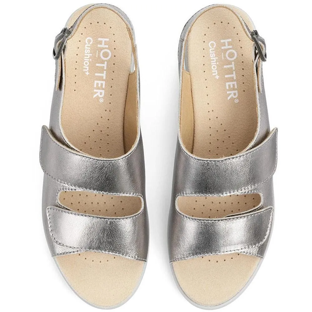 Hotter Womens Sandal Easy Wide Fit Pewter Metallic