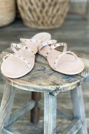 Joanie Studded Sandals: Nude