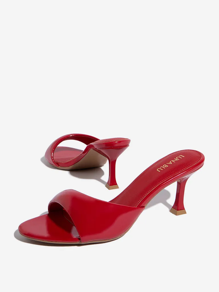 LUNA BLU Red Open-Toe Stiletto Heel Sandals