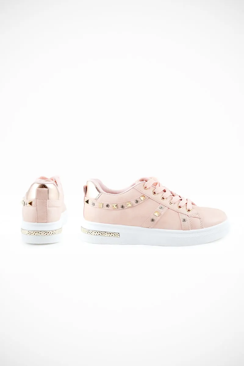 Maple - Pink Studded Trainers