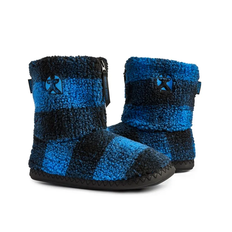 McQueen - Check Sherpa Men's Slipper Boot - Navy / Royal Blue Check