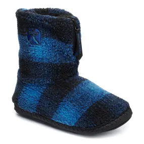 McQueen - Check Sherpa Men's Slipper Boot - Navy / Royal Blue Check