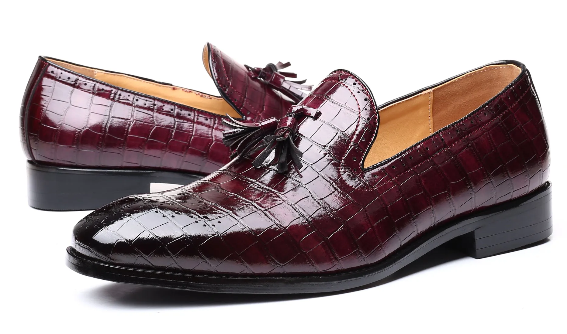 Men's Checkered Tassel Smoking Loafers