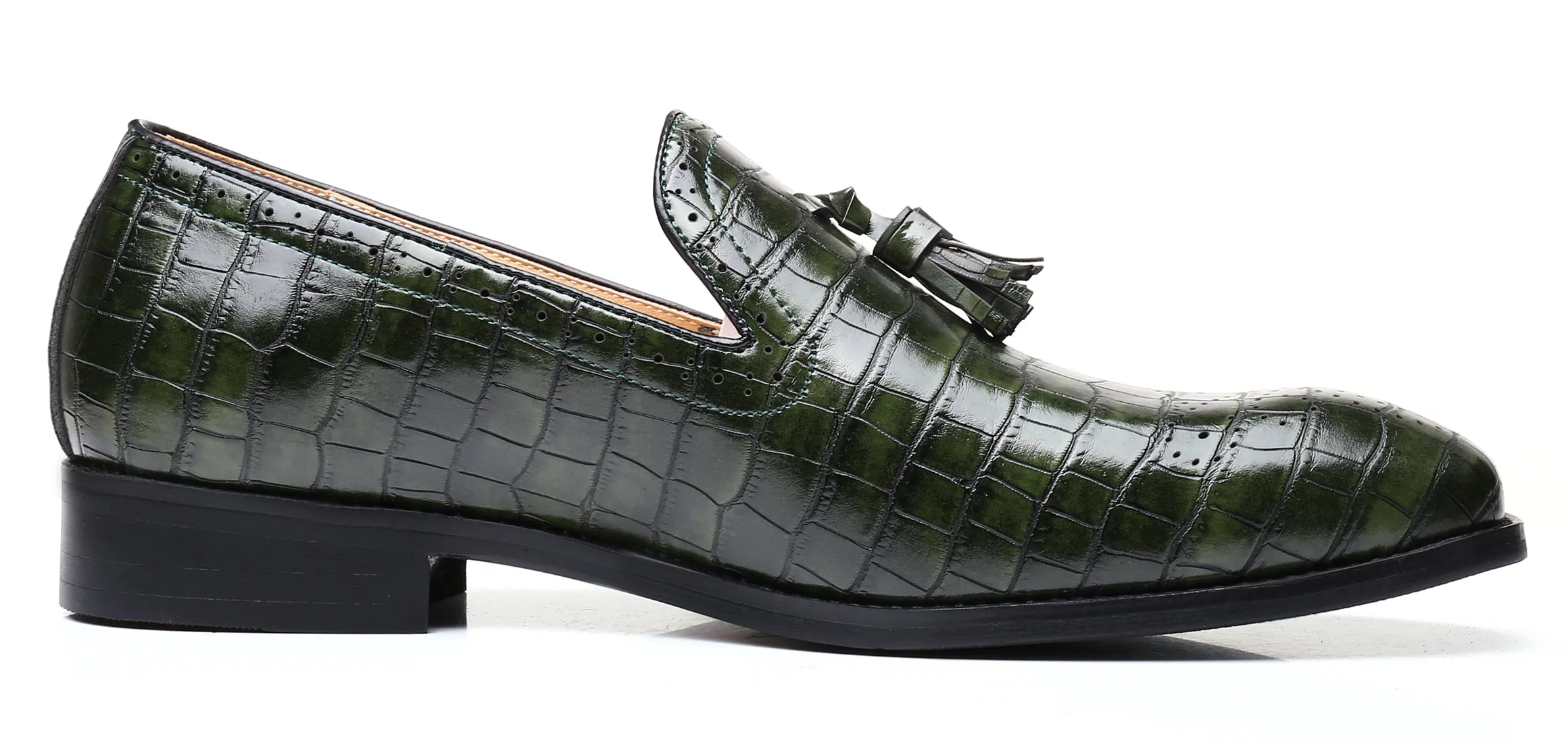 Men's Checkered Tassel Smoking Loafers