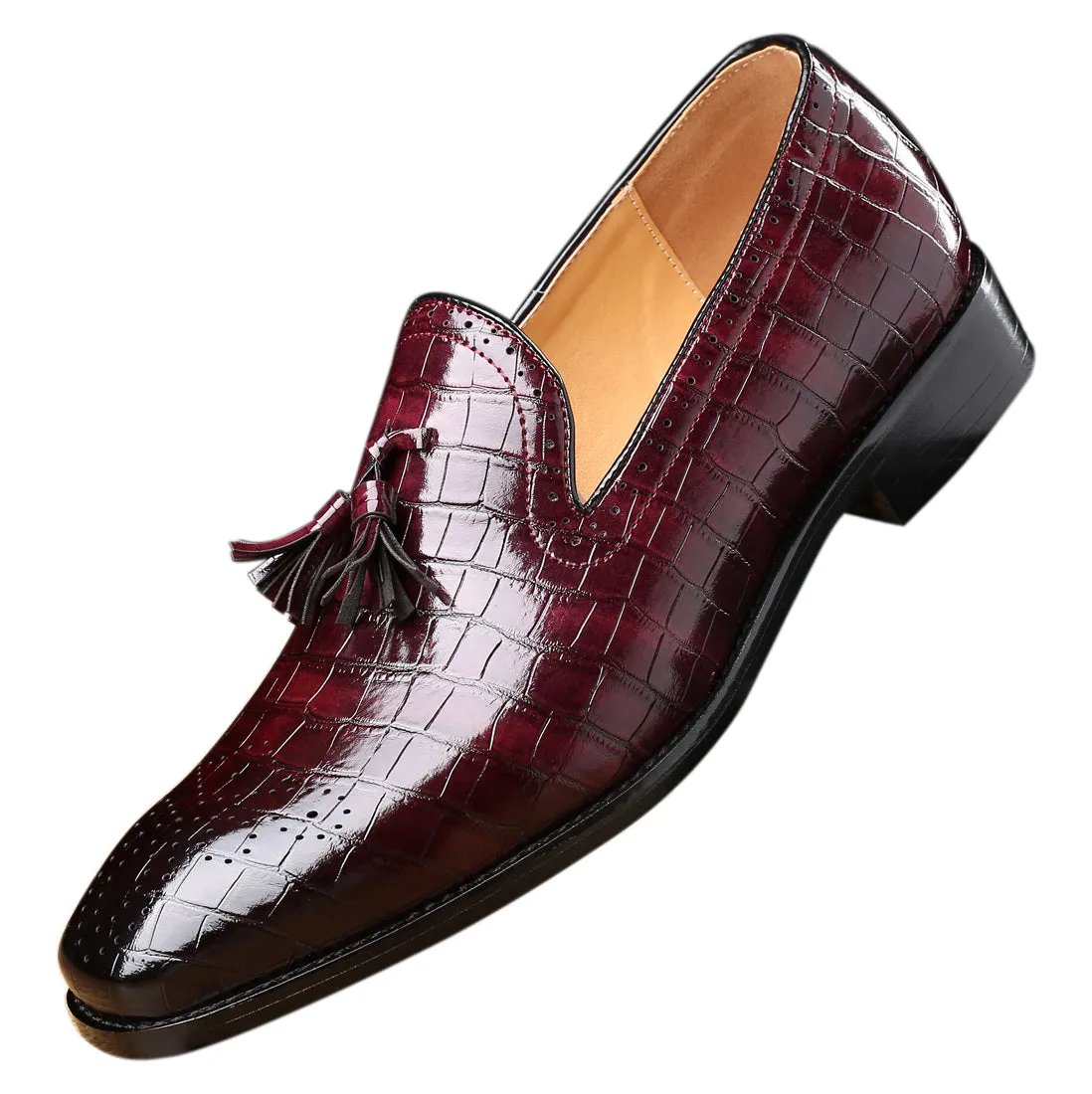 Men's Checkered Tassel Smoking Loafers