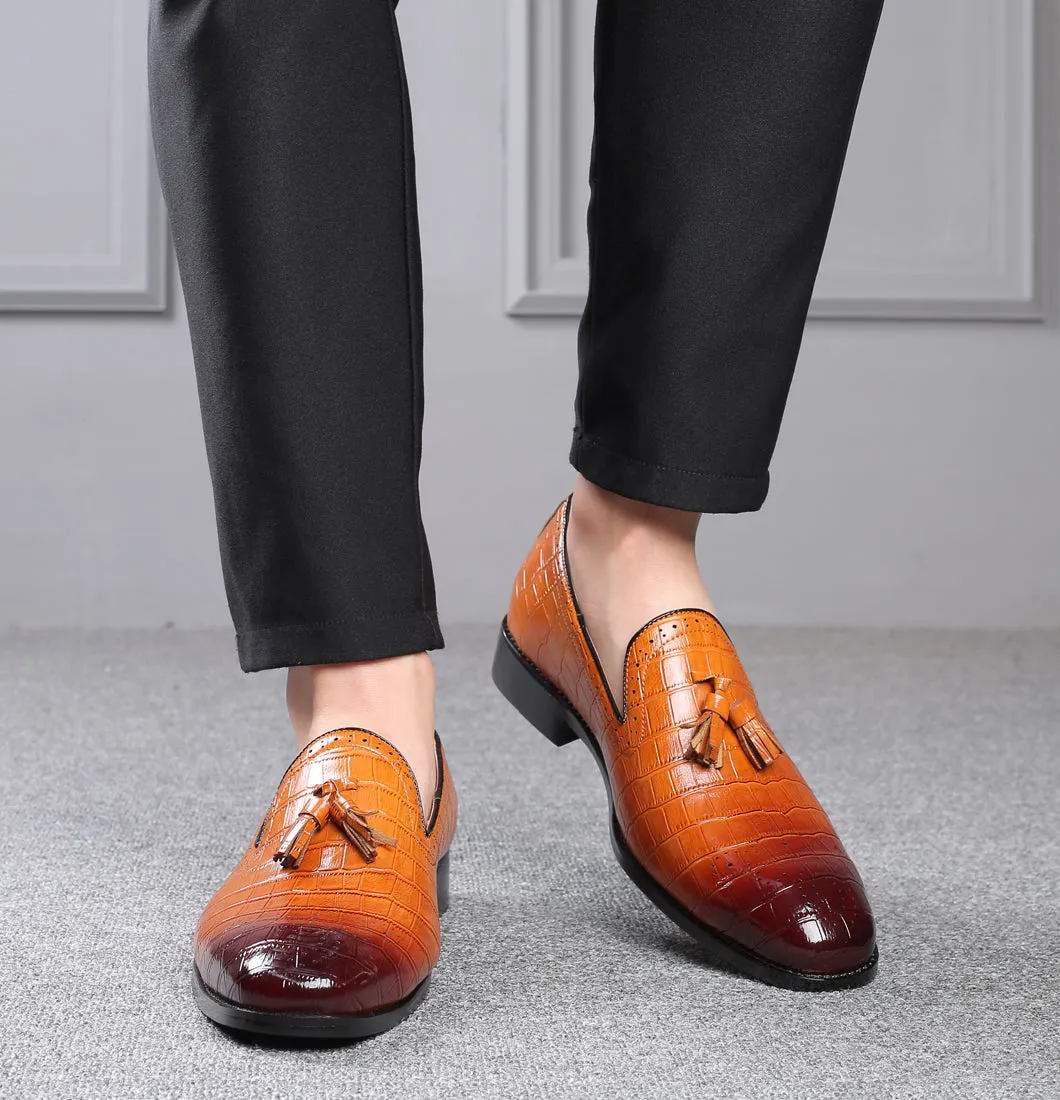 Men's Checkered Tassel Smoking Loafers