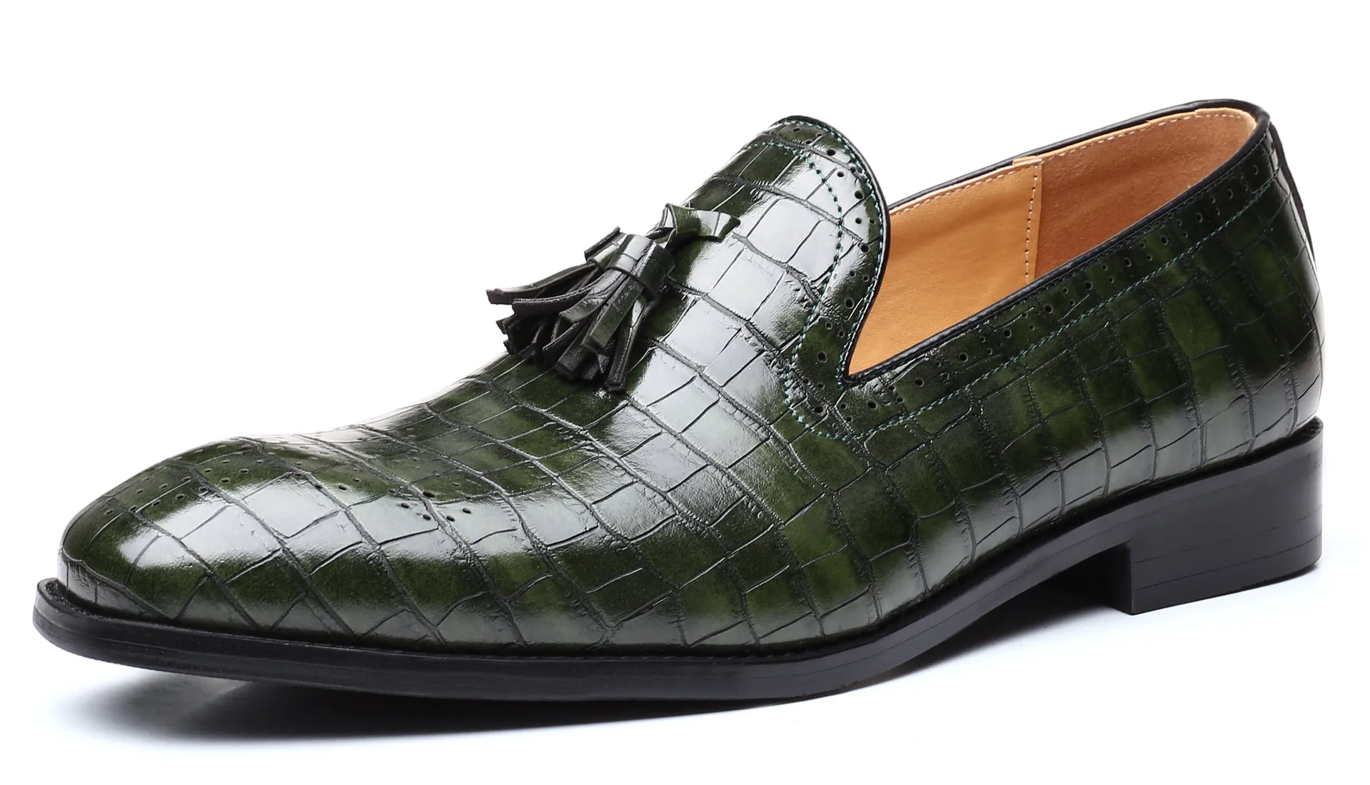 Men's Checkered Tassel Smoking Loafers