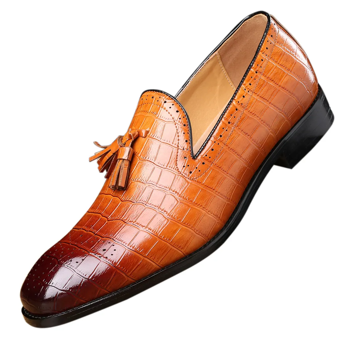 Men's Checkered Tassel Smoking Loafers