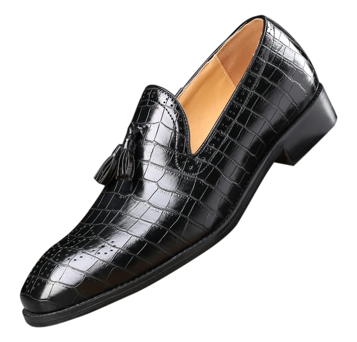 Men's Checkered Tassel Smoking Loafers