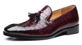 Men's Checkered Tassel Smoking Loafers