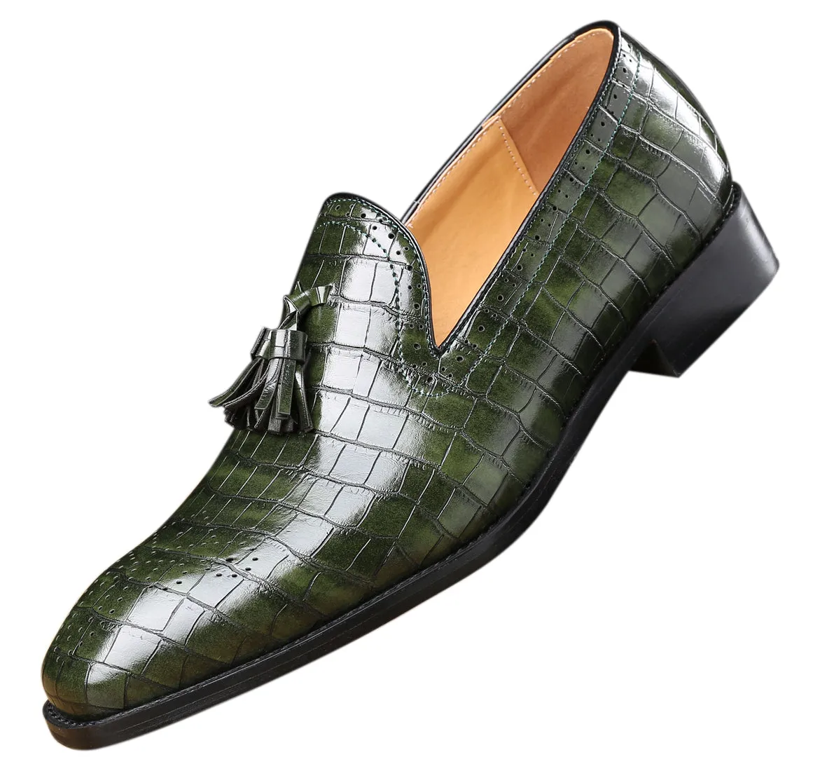 Men's Checkered Tassel Smoking Loafers