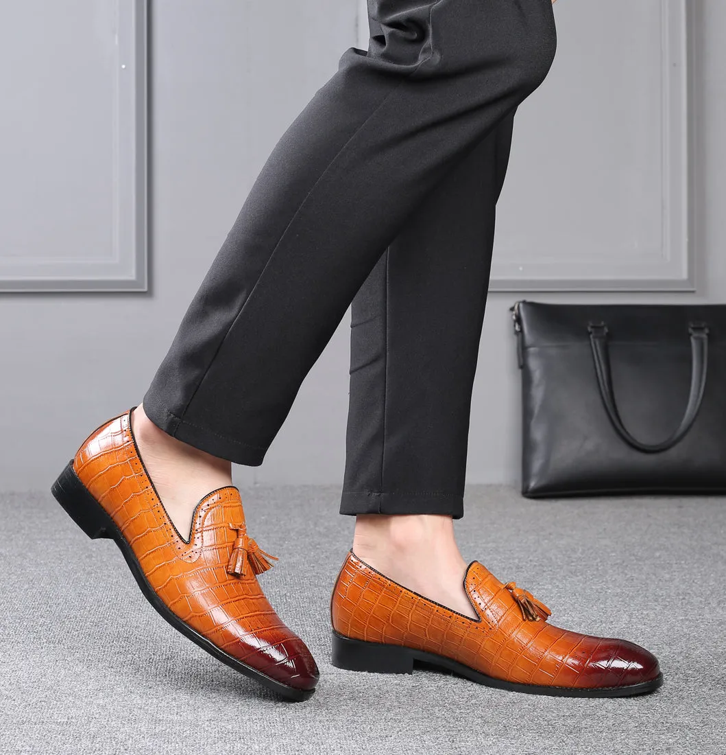 Men's Checkered Tassel Smoking Loafers