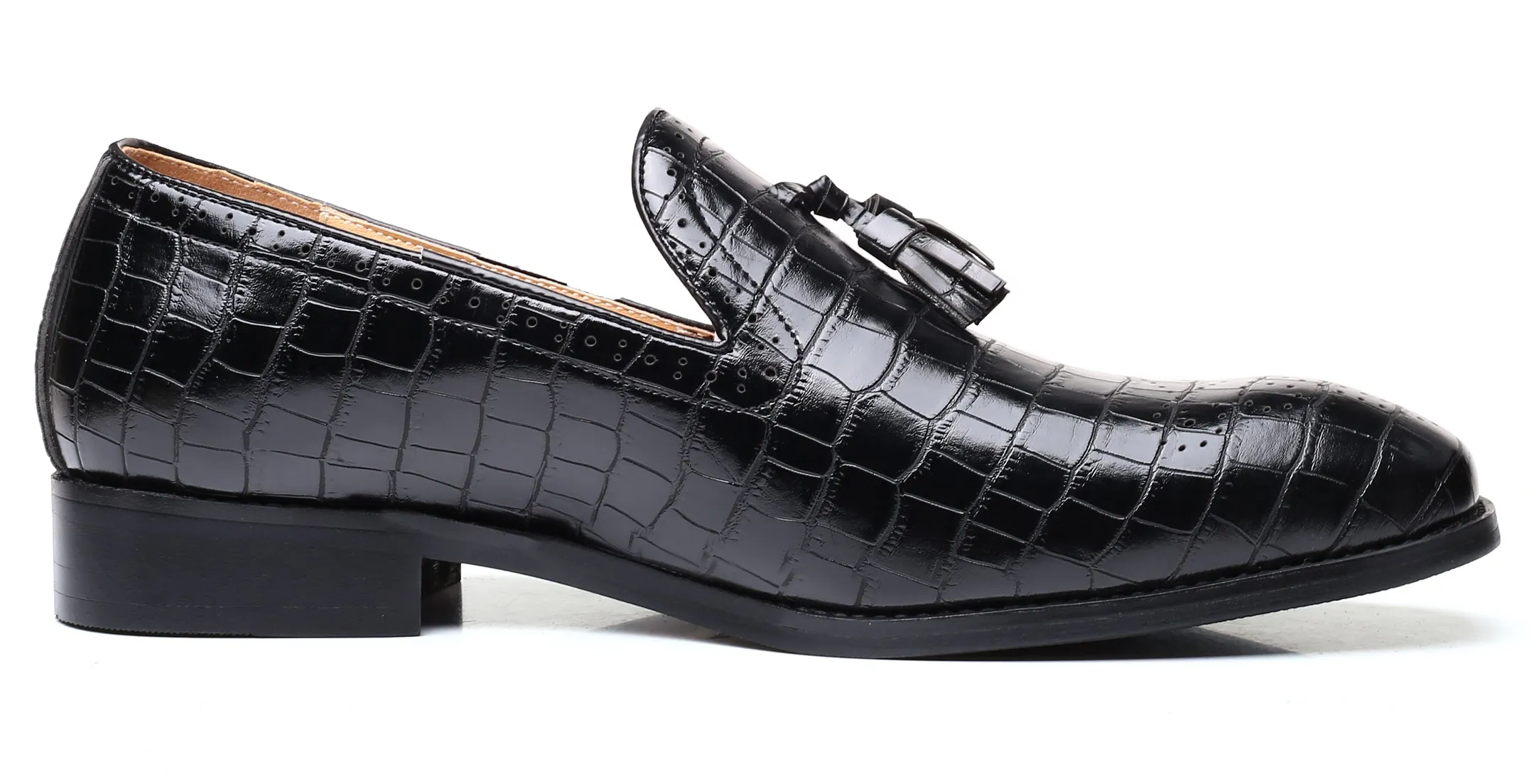 Men's Checkered Tassel Smoking Loafers