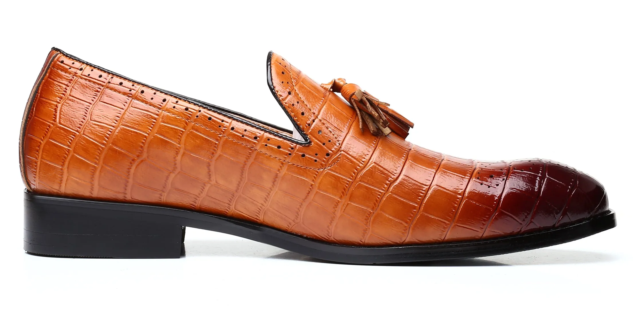 Men's Checkered Tassel Smoking Loafers