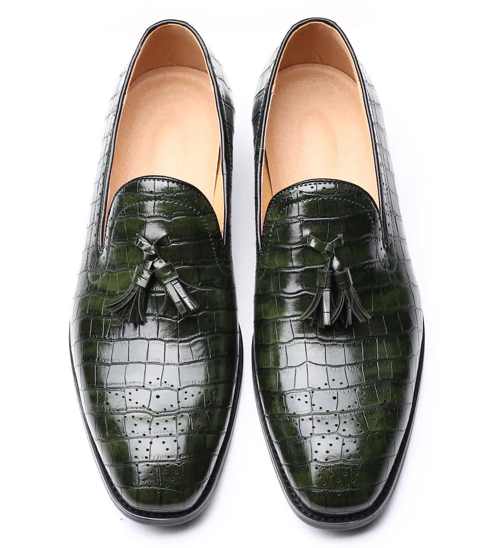 Men's Checkered Tassel Smoking Loafers