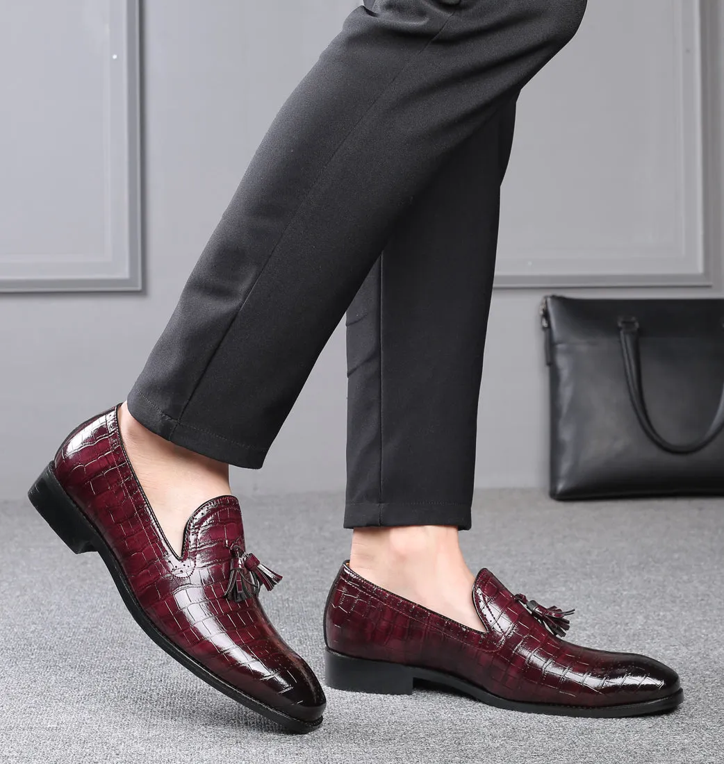 Men's Checkered Tassel Smoking Loafers