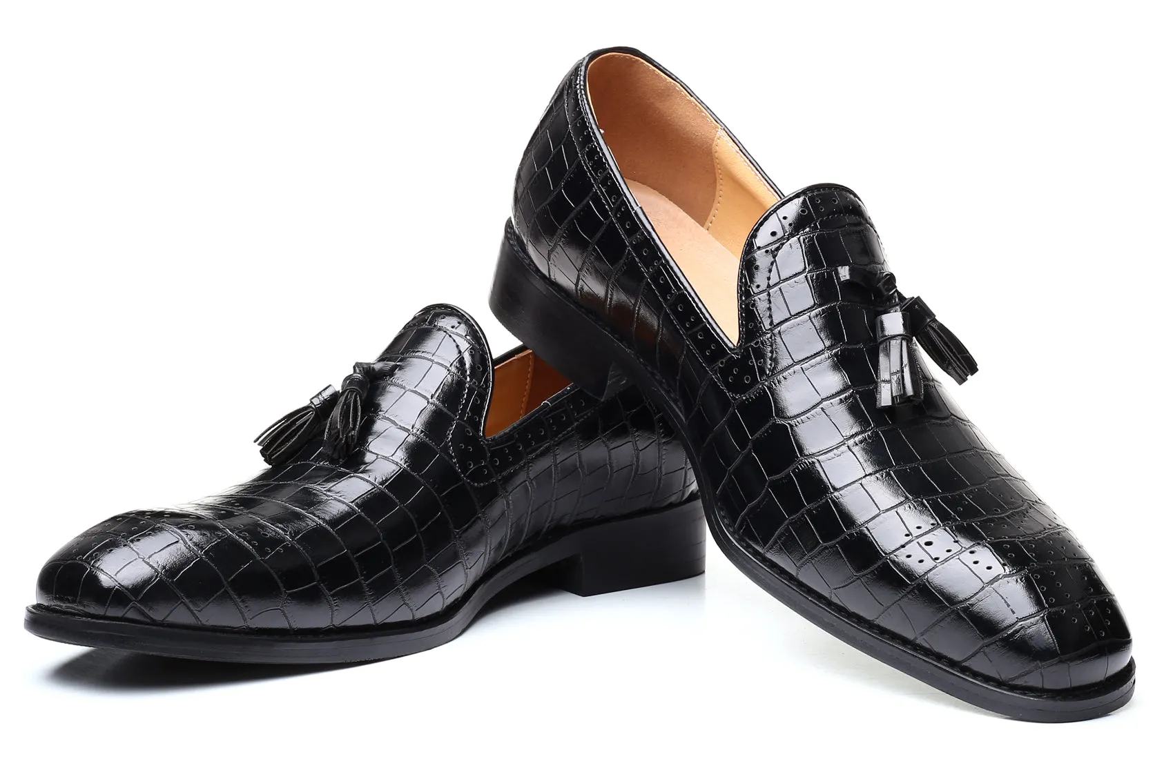 Men's Checkered Tassel Smoking Loafers