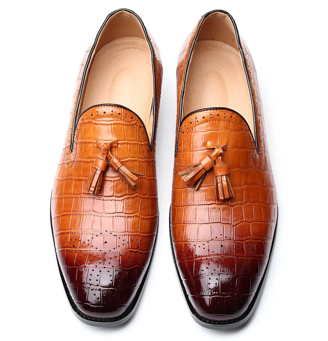 Men's Checkered Tassel Smoking Loafers