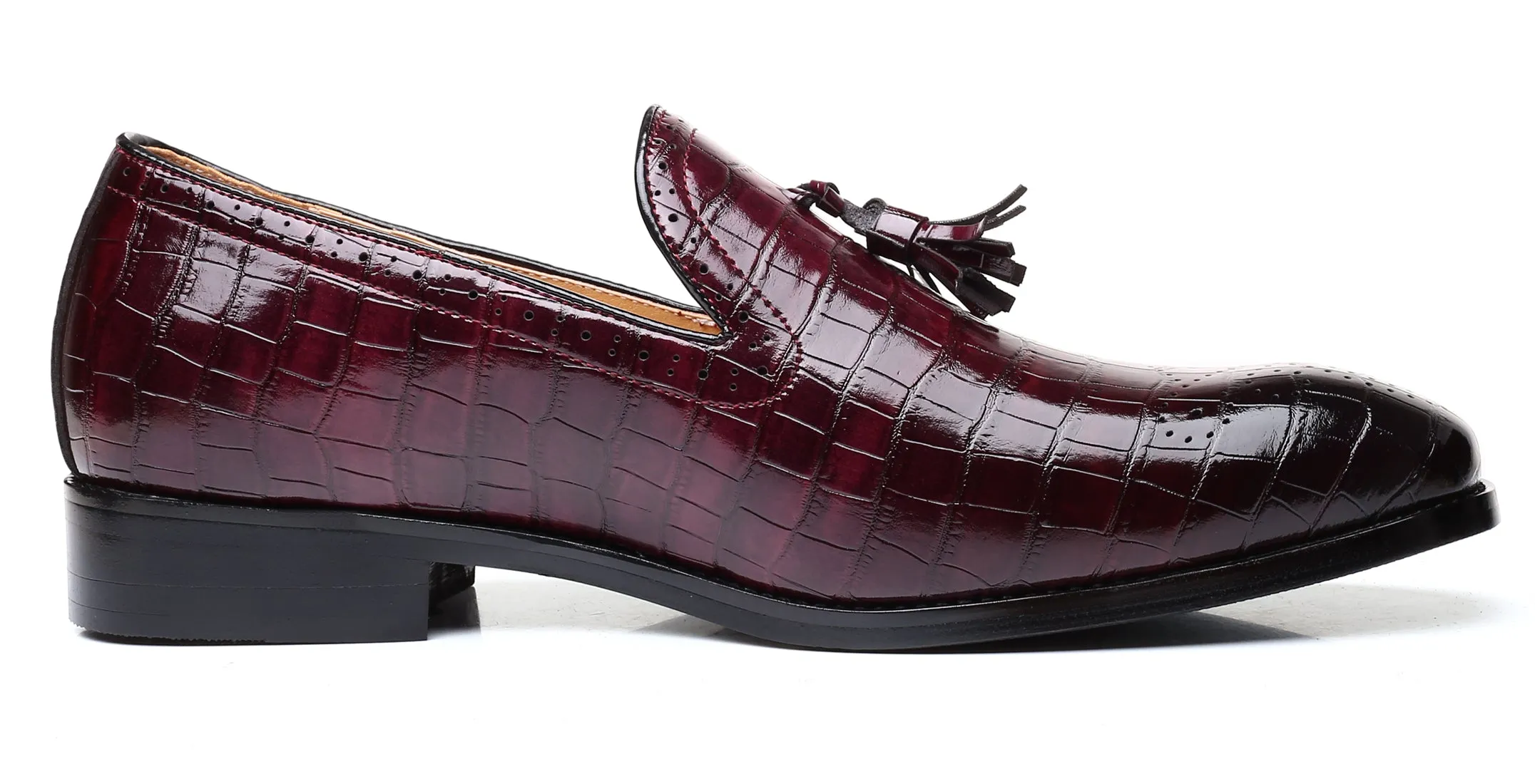 Men's Checkered Tassel Smoking Loafers