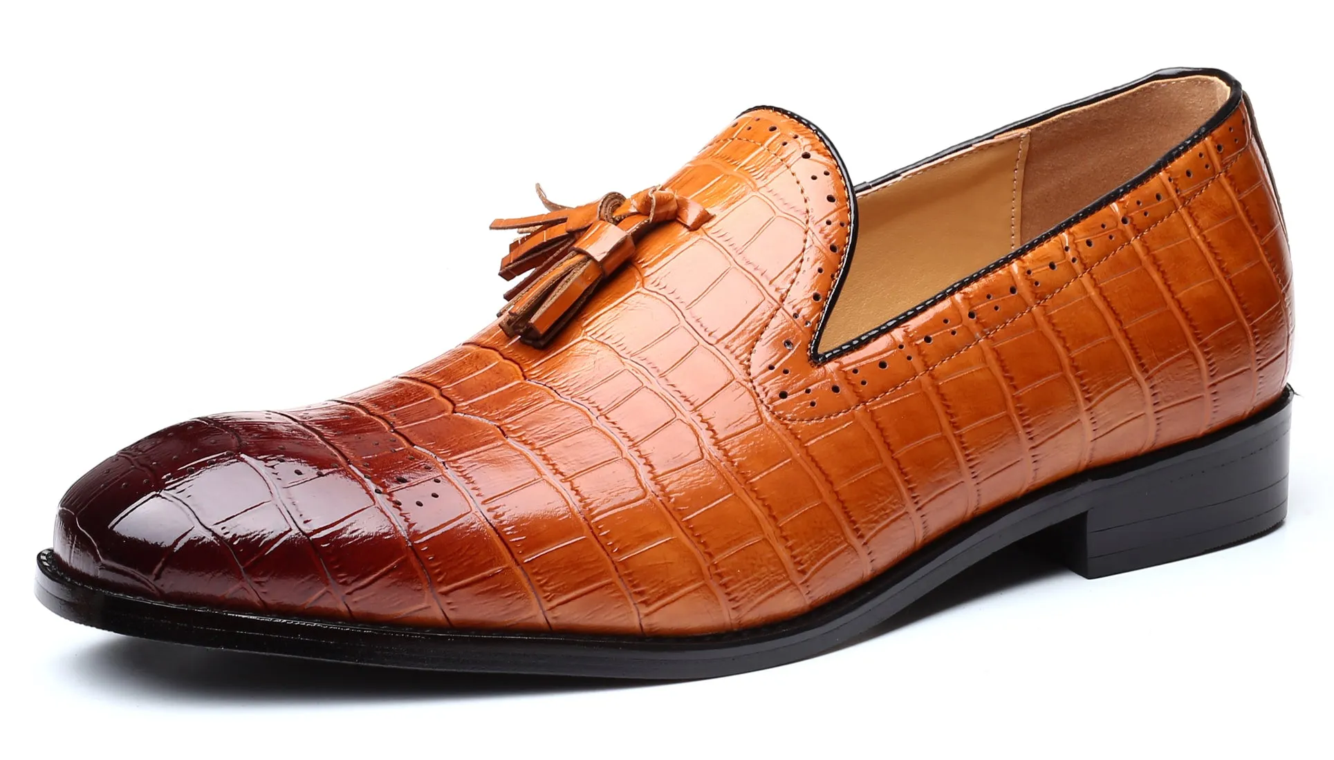 Men's Checkered Tassel Smoking Loafers